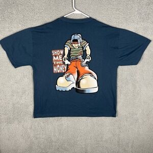 VTG 90s No‎ Surrender T Shirt Graphic Print Show Me The Money Slate Blue Mens L